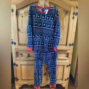Men Joe Boxer blue green Christmas elf 2 piece pajamas size L - NWT